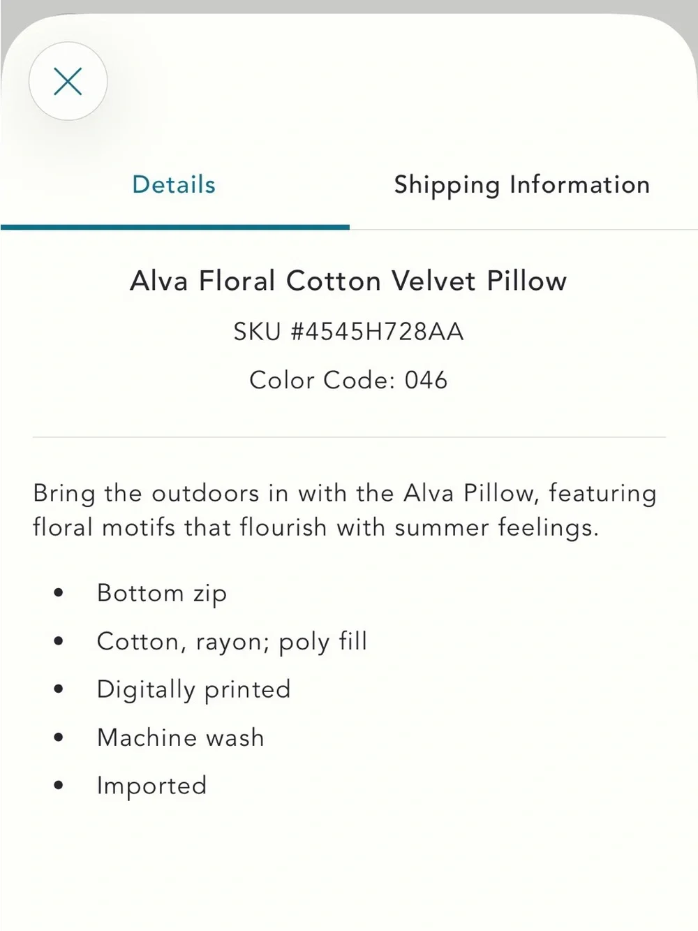 Anthropologie Alva Velvet Pillow